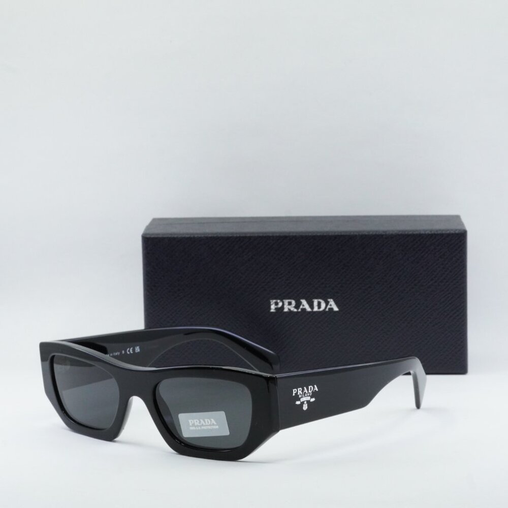 Prada PRA01S 16K08Z Square Sunglasses – Black\Dark Grey - Picture 4 of 9
